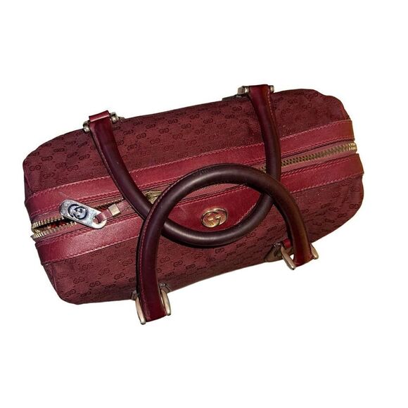 Gucci burgundy Gg canvas golden logo Boston bag - Picture 11 of 16